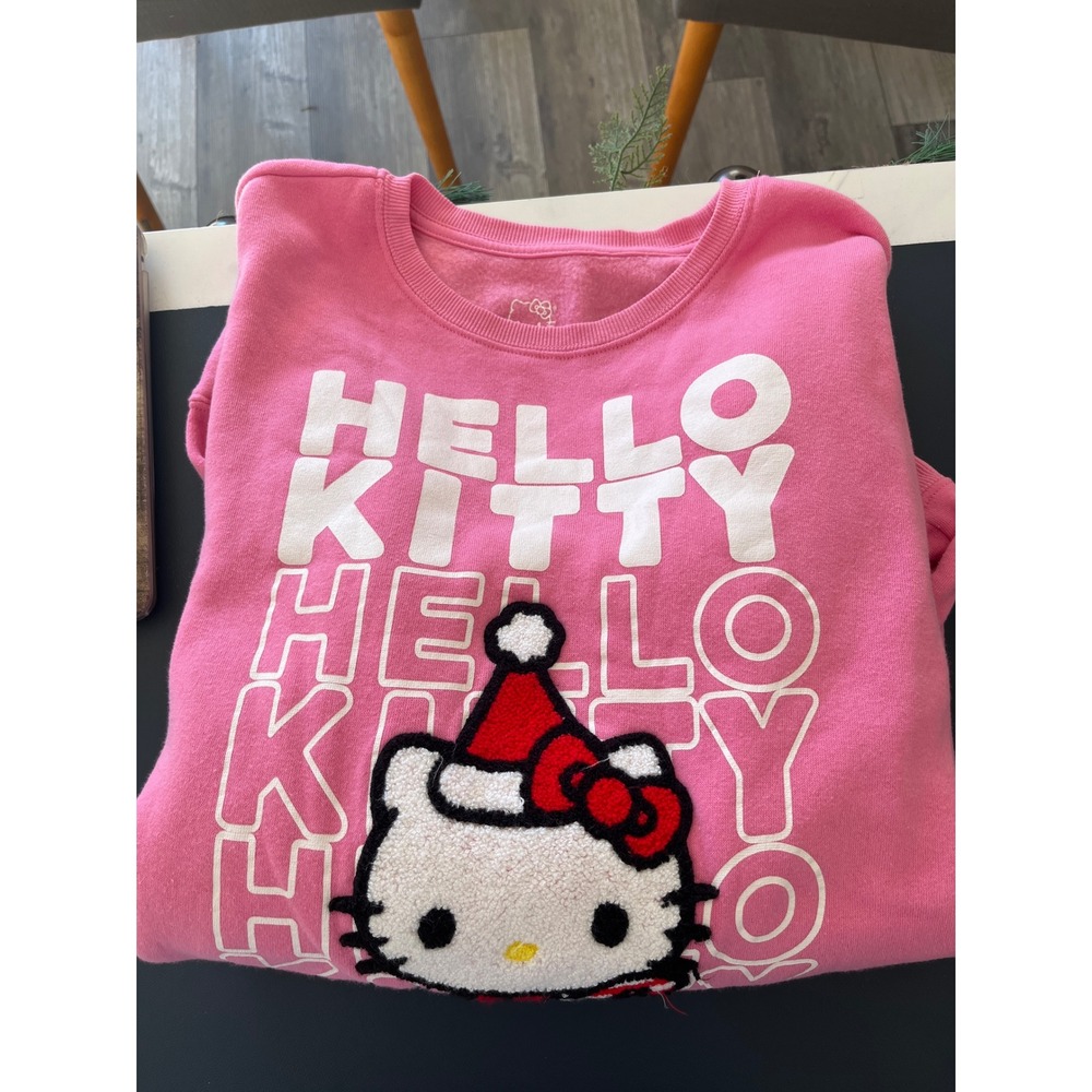 Hello Kitty Christmas Sweatshirt Womens Size L Pink Holiday Festive‎ Pullover